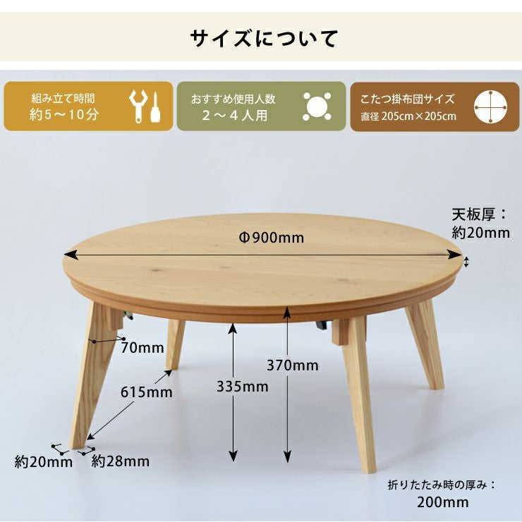 家具調コタツ こたつ 円形 90c こたつテーブル（円形・楕円形