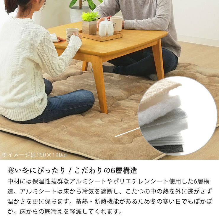 6層構造で体の芯からあたたまるふっくら敷こたつ布団 190cm×260cm 長方形