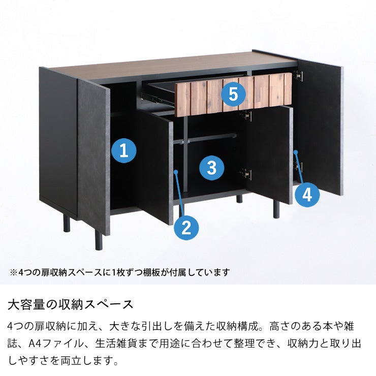 大容量の収納スペースのサイドボード