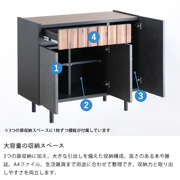 大容量の収納スペースのサイドボード