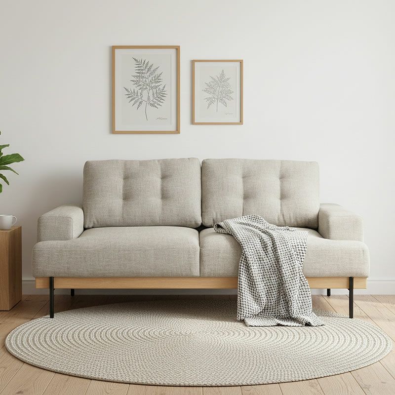 ゆったりくつろげる北欧風モダン・ファブリックソファ 2.5人掛け ベージュ