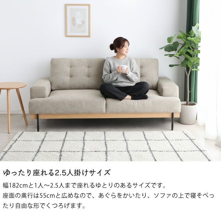 ゆったり座れる2.5人掛けサイズのソファー