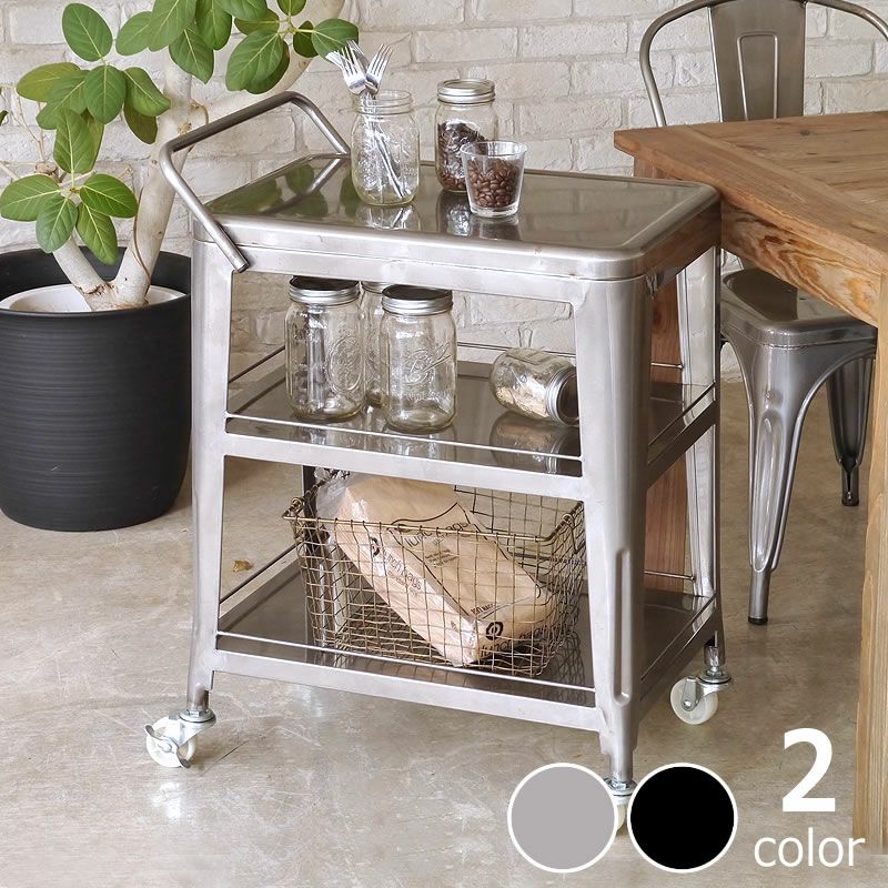 ハンドル付きスチール製ワゴン