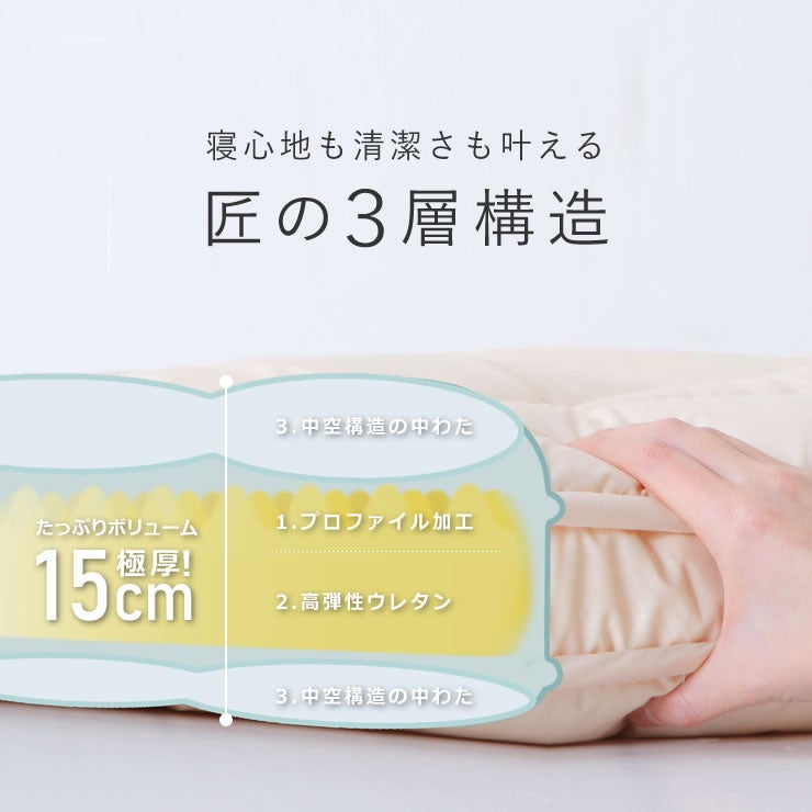 匠 洗えるカセット式敷布団こだわりの3層構造