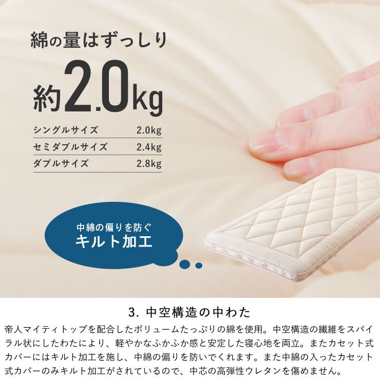 帝人マイティトップを使用したキルト加工の敷き布団