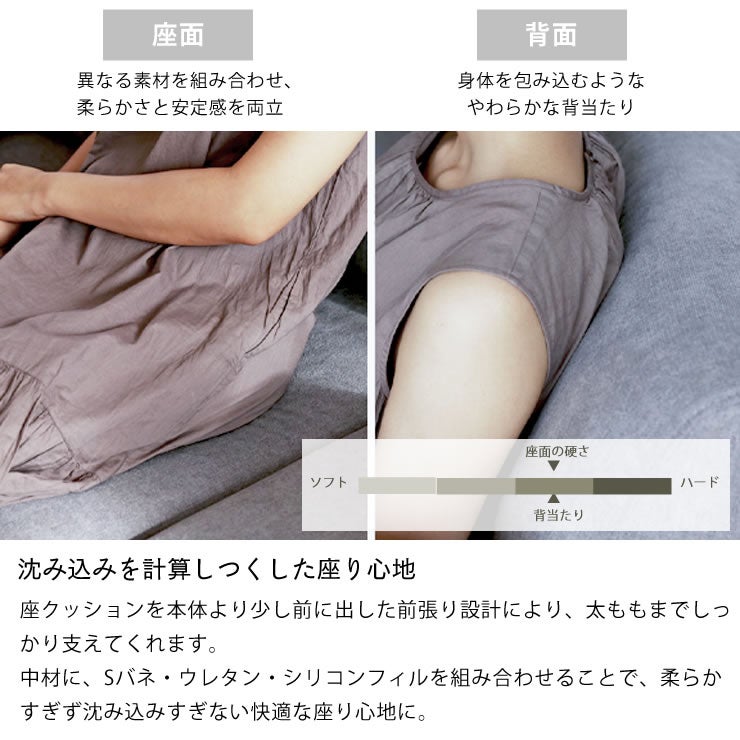 ちょうどいいかたさのレオカウチソファ