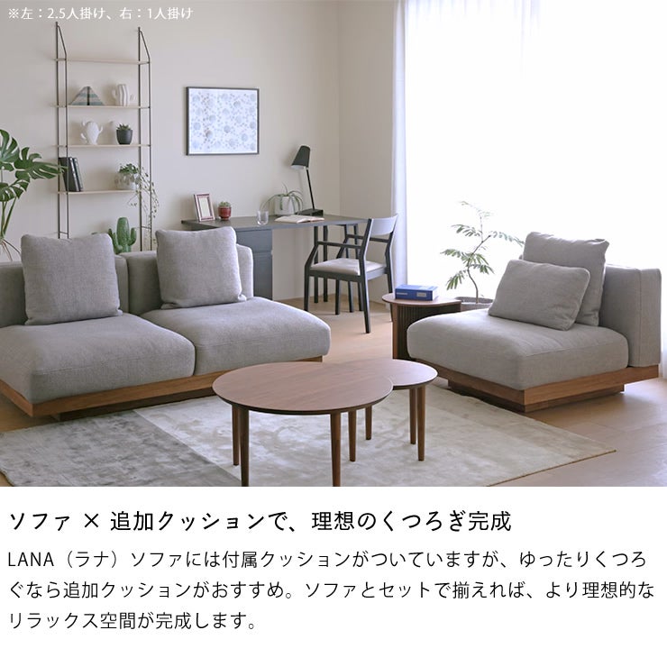 ソファ×追加クッションで理想のくつろぎ空間に
