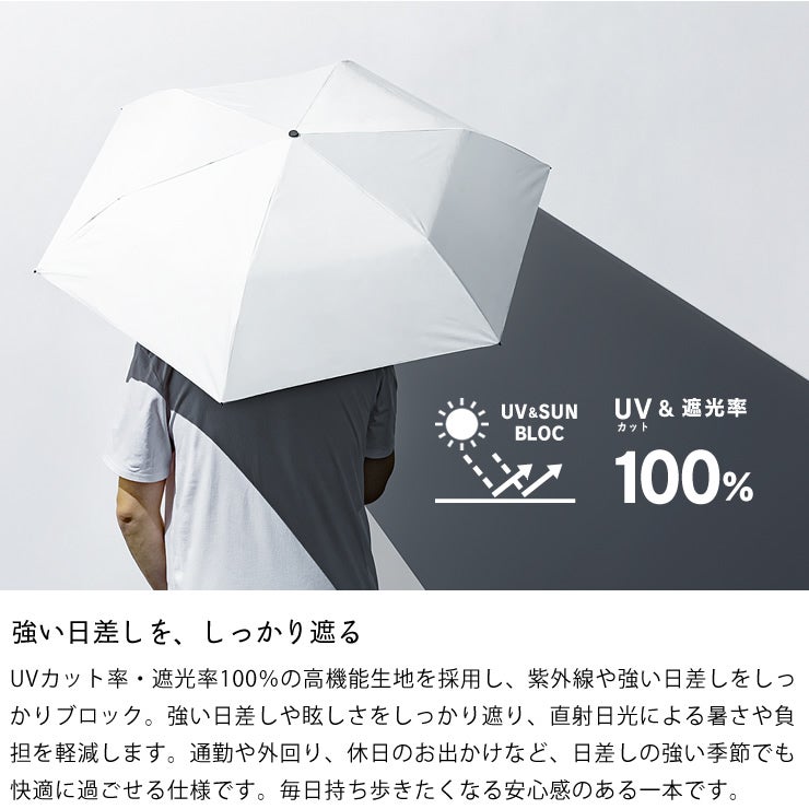 強い日差しをしっかり遮る折りたたみ傘
