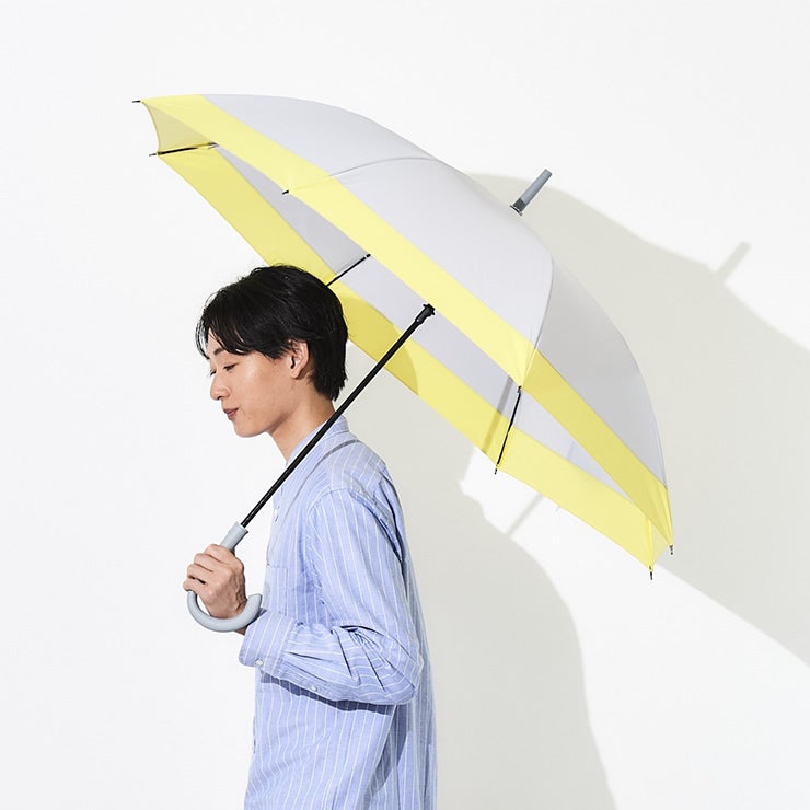 グレーとイエローのバイカラーがおしゃれな晴雨兼用長傘