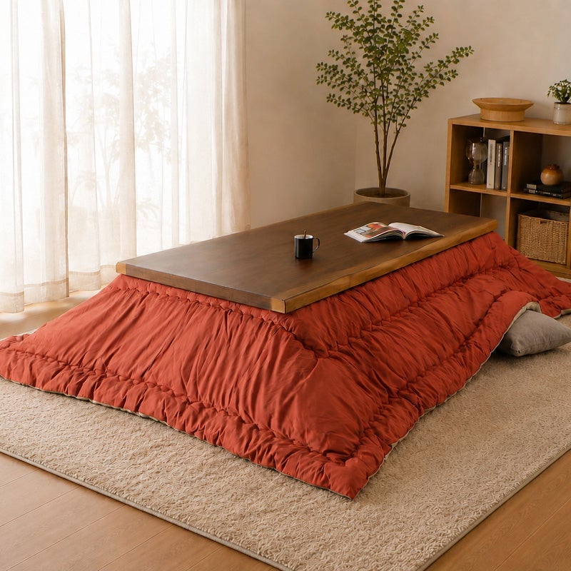 どんなお部屋にも合うシンプルなウォールナットこたつ200cm