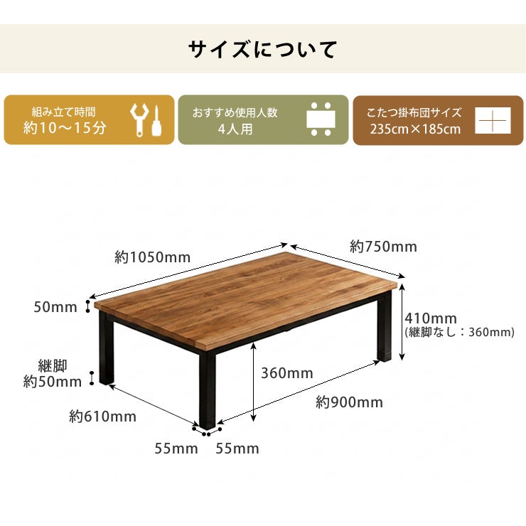 こたつのサイズについて