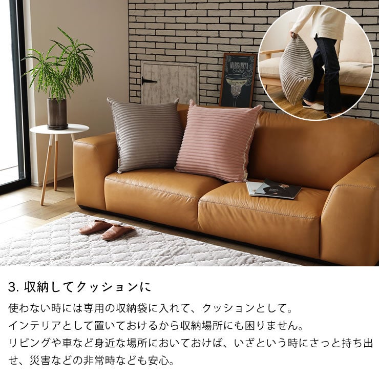 収納してクッションに
