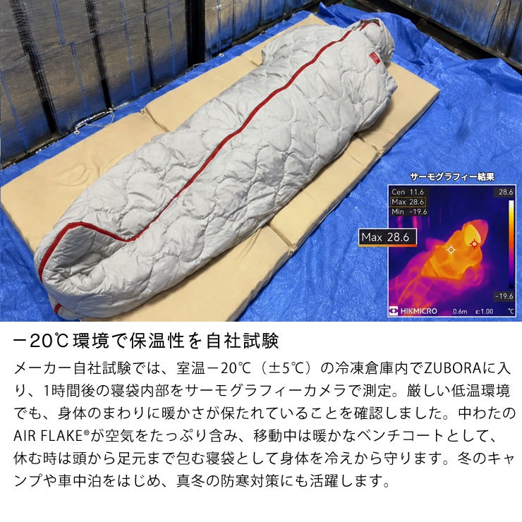 マイナス20度環境で保温性を試験した防寒寝袋