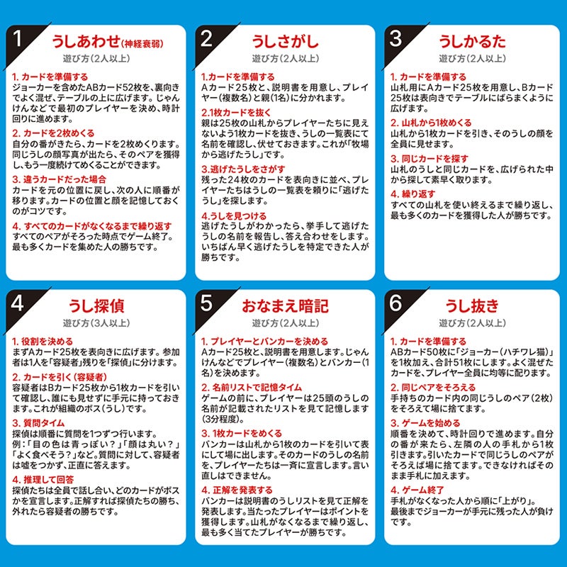 遊び方が６種類もあるカードゲーム
